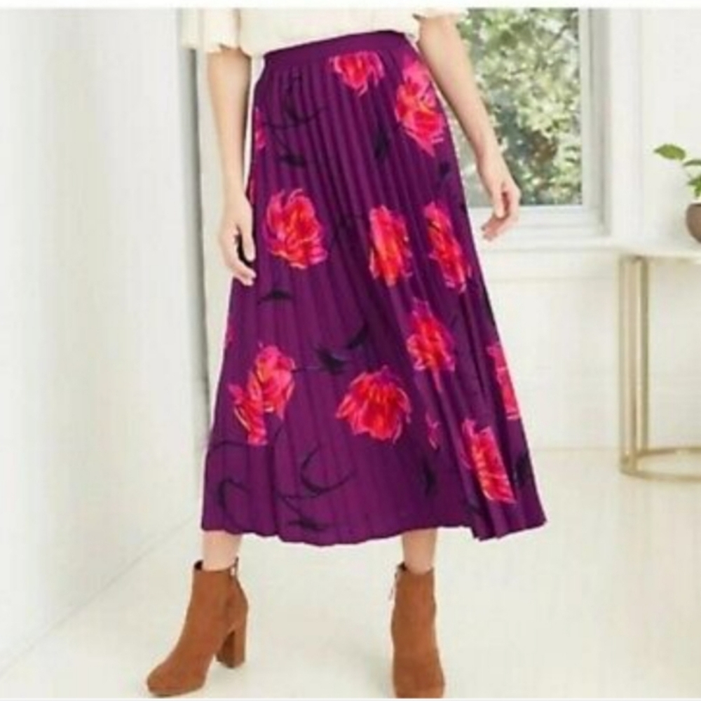 Women's Floral Print A-Line Pleated Skirt